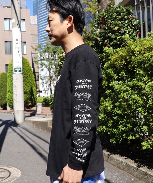 THRASHER(スラッシャー)の「別注 THRASHER/スラッシャー MAG LOGO OF SLEEVE L/S TEE 長袖Tシャツ(Tシャツ/カットソー・メンズ・ホワイト/ブラック/ブラウン・M/L/XL)」の4枚目の写真