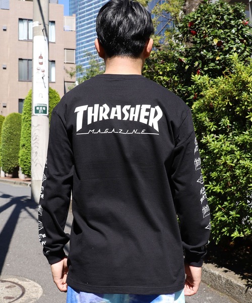 THRASHER(スラッシャー)の「別注 THRASHER/スラッシャー MAG LOGO OF SLEEVE L/S TEE 長袖Tシャツ(Tシャツ/カットソー・メンズ・ホワイト/ブラック/ブラウン・M/L/XL)」の5枚目の写真