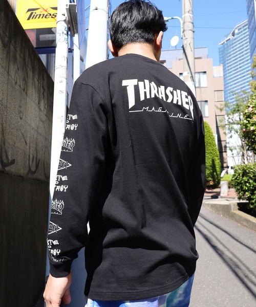 THRASHER(スラッシャー)の「別注 THRASHER/スラッシャー MAG LOGO OF SLEEVE L/S TEE 長袖Tシャツ(Tシャツ/カットソー・メンズ・ホワイト/ブラック/ブラウン・M/L/XL)」の9枚目の写真