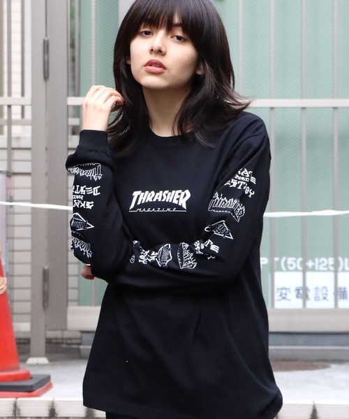 THRASHER(スラッシャー)の「別注 THRASHER/スラッシャー MAG LOGO OF SLEEVE L/S TEE 長袖Tシャツ(Tシャツ/カットソー・メンズ・ホワイト/ブラック/ブラウン・M/L/XL)」の7枚目の写真