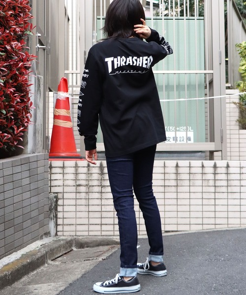 THRASHER(スラッシャー)の「別注 THRASHER/スラッシャー MAG LOGO OF SLEEVE L/S TEE 長袖Tシャツ(Tシャツ/カットソー・メンズ・ホワイト/ブラック/ブラウン・M/L/XL)」の13枚目の写真