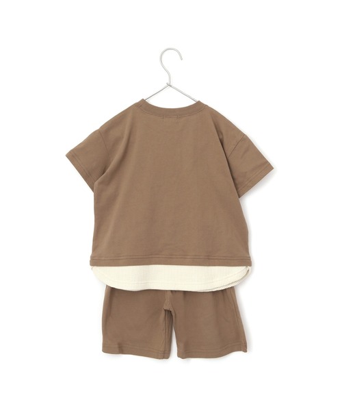 MAKE YOUR DAY（メイクユアデイ）の「レイヤード風ワンマイルセットアップ■80～140cm（ルームウェア/パジャマ・キッズ・ミント/モカ・110/120/130/140/90/100/80）」の4枚目の写真