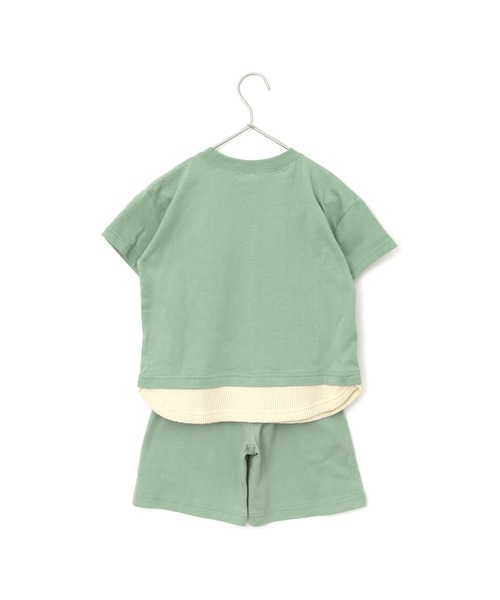MAKE YOUR DAY（メイクユアデイ）の「レイヤード風ワンマイルセットアップ■80～140cm（ルームウェア/パジャマ・キッズ・ミント/モカ・110/120/130/140/90/100/80）」の5枚目の写真