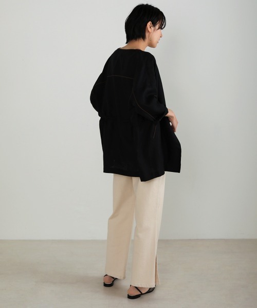 Bou Jeloud（ブージュルード）の「フレンチリネン◆パイピングジャケット（その他アウター・レディース・ブラック/ナチュラル・38）」の22枚目の写真