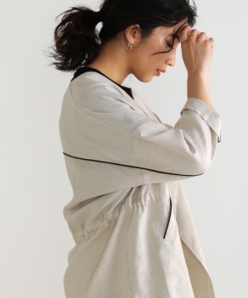 Bou Jeloud（ブージュルード）の「フレンチリネン◆パイピングジャケット（その他アウター・レディース・ブラック/ナチュラル・38）」の18枚目の写真