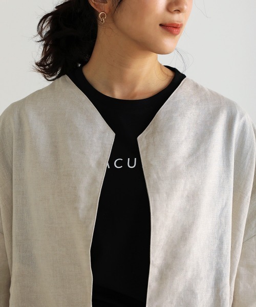 Bou Jeloud（ブージュルード）の「フレンチリネン◆パイピングジャケット（その他アウター・レディース・ブラック/ナチュラル・38）」の21枚目の写真
