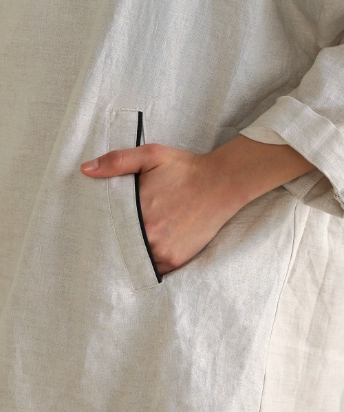 Bou Jeloud（ブージュルード）の「フレンチリネン◆パイピングジャケット（その他アウター・レディース・ブラック/ナチュラル・38）」の5枚目の写真