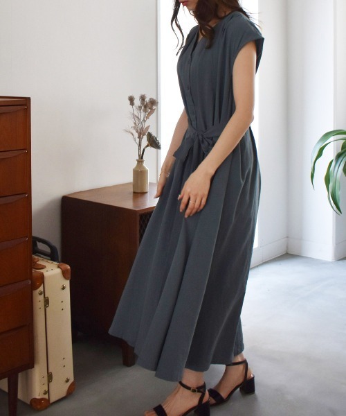 solleim（ソルレム）の「リネンライクウエストマークタックロングワンピース（ワンピース・レディース・ベージュ/ブラック/ブルーグレー・FREE）」の15枚目の写真