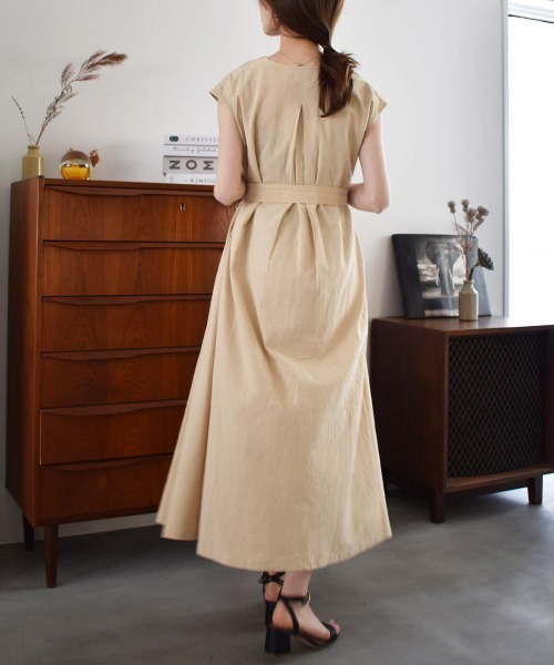 solleim（ソルレム）の「リネンライクウエストマークタックロングワンピース（ワンピース・レディース・ベージュ/ブラック/ブルーグレー・FREE）」の19枚目の写真