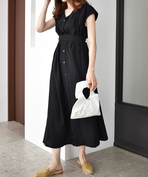 solleim（ソルレム）の「リネンライクウエストマークタックロングワンピース（ワンピース・レディース・ベージュ/ブラック/ブルーグレー・FREE）」の20枚目の写真