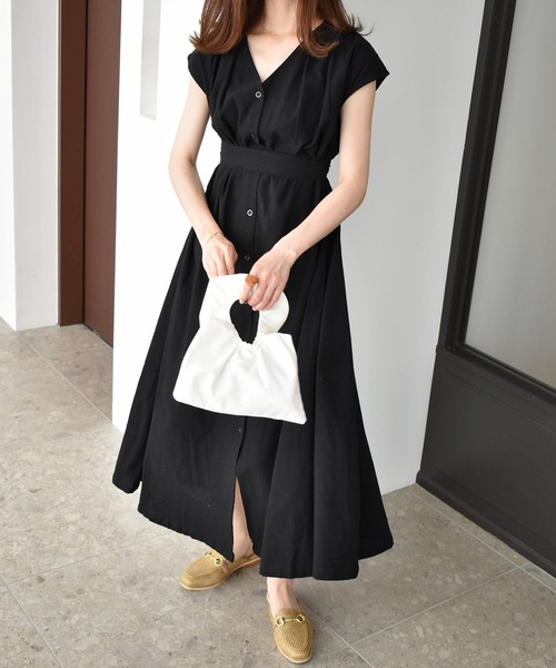 solleim（ソルレム）の「リネンライクウエストマークタックロングワンピース（ワンピース・レディース・ベージュ/ブラック/ブルーグレー・FREE）」の21枚目の写真