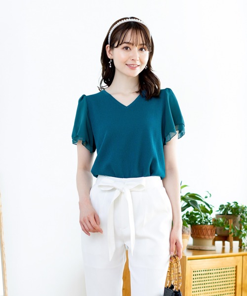Tiaclasse(ティアクラッセ)の「【洗える】 大人上品なニットコンビフレア袖トップス(ニット/セーター・レディース・オフホワイト/ターコイズブルー/モカ/ネイビー/ブラック/グレー/ピンク/ブルー・M/L)」の11枚目の写真