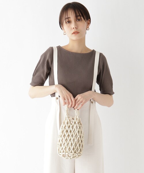 AG by aquagirl（エージーバイアクアガール）の「◆ウッドビーズバッグ（トートバッグ・レディース・ブラウン系/オフホワイト・00）」の10枚目の写真