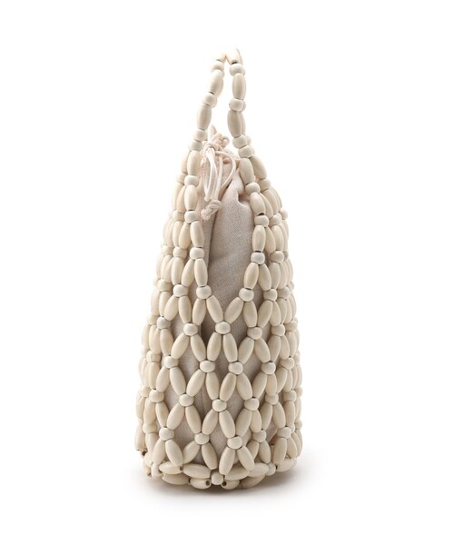 AG by aquagirl（エージーバイアクアガール）の「◆ウッドビーズバッグ（トートバッグ・レディース・ブラウン系/オフホワイト・00）」の9枚目の写真