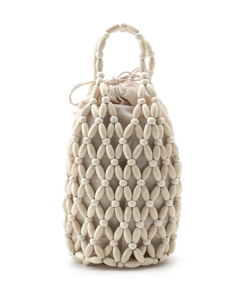 AG by aquagirl（エージーバイアクアガール）の「◆ウッドビーズバッグ（トートバッグ・レディース・ブラウン系/オフホワイト・00）」の12枚目の写真