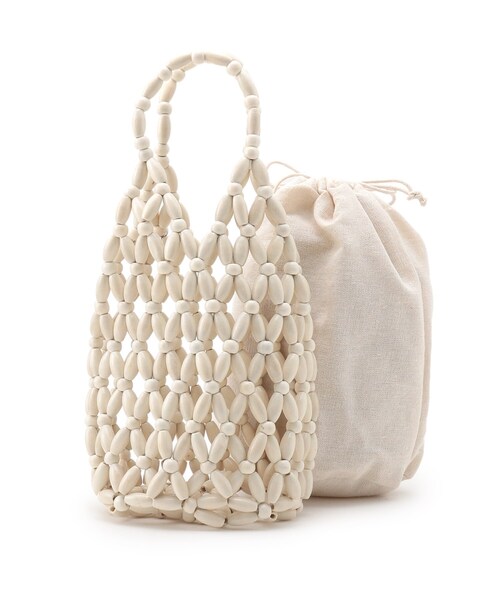 AG by aquagirl（エージーバイアクアガール）の「◆ウッドビーズバッグ（トートバッグ・レディース・ブラウン系/オフホワイト・00）」の14枚目の写真