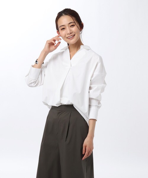 美品 アンタイトル 接触冷感 エステネージュブロードスキッパーシャツ 洗える UNTITLED（アンタイトル）の「◇【洗える・UVカット・接触冷感