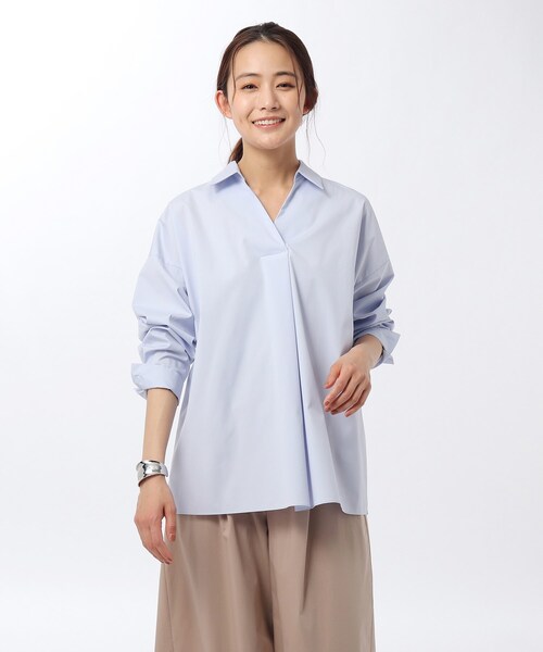 美品 アンタイトル 接触冷感 エステネージュブロードスキッパーシャツ 洗える UNTITLED（アンタイトル）の「◇【洗える・UVカット・接触冷感