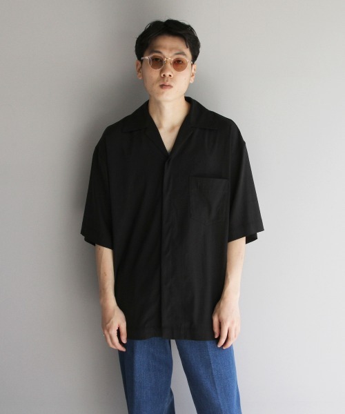 order（オーダー）の「order loose half sleeve shirt（シャツ/ブラウス・メンズ・ブラック/ダークグレー/サックスブルー/ベージュ・FREE）」の2枚目の写真