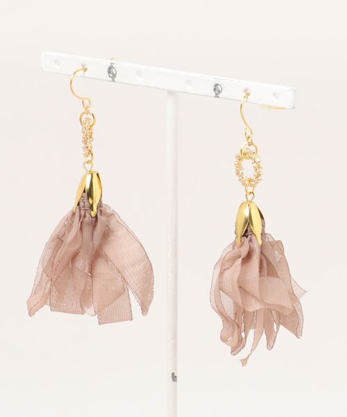 tone(トーン)の「【lea.acc*maamee*】つぶつぶ×シフォンタッセル(ピアス(両耳用)・レディース・パープル/グリーン/ブラック/ベージュ/ブラウン系その他/ライトグリーン/ピンク・FREE)」の3枚目の写真