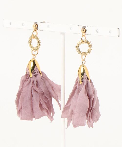 tone(トーン)の「【lea.acc*maamee*】つぶつぶ×シフォンタッセル(ピアス(両耳用)・レディース・パープル/グリーン/ブラック/ベージュ/ブラウン系その他/ライトグリーン/ピンク・FREE)」の6枚目の写真