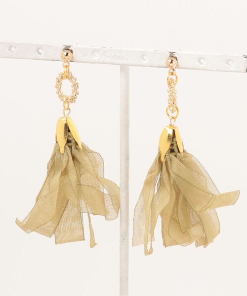 tone(トーン)の「【lea.acc*maamee*】つぶつぶ×シフォンタッセル(ピアス(両耳用)・レディース・パープル/グリーン/ブラック/ベージュ/ブラウン系その他/ライトグリーン/ピンク・FREE)」の5枚目の写真
