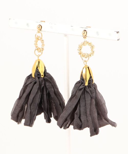 tone(トーン)の「【lea.acc*maamee*】つぶつぶ×シフォンタッセル(ピアス(両耳用)・レディース・パープル/グリーン/ブラック/ベージュ/ブラウン系その他/ライトグリーン/ピンク・FREE)」の2枚目の写真