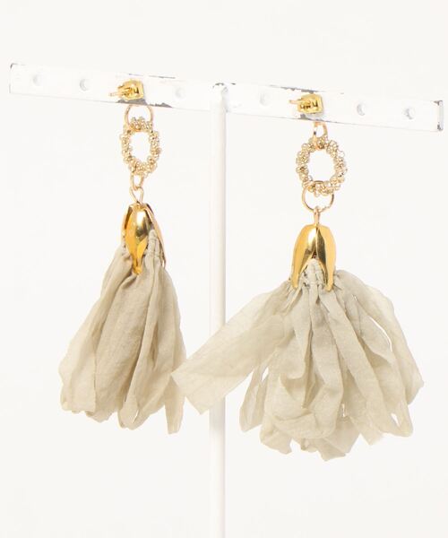 tone(トーン)の「【lea.acc*maamee*】つぶつぶ×シフォンタッセル(ピアス(両耳用)・レディース・パープル/グリーン/ブラック/ベージュ/ブラウン系その他/ライトグリーン/ピンク・FREE)」の9枚目の写真