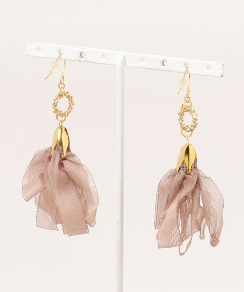 tone(トーン)の「【lea.acc*maamee*】つぶつぶ×シフォンタッセル(ピアス(両耳用)・レディース・パープル/グリーン/ブラック/ベージュ/ブラウン系その他/ライトグリーン/ピンク・FREE)」の8枚目の写真