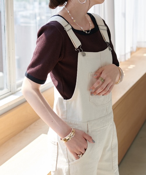 DISCOAT（ディスコート）の「【前後2WAY】ボーダーリンガーTシャツ（Tシャツ/カットソー・レディース・ブラック/ブラウン/グリーン/ピンク・FREE）」の16枚目の写真