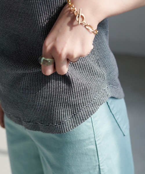 DISCOAT（ディスコート）の「【前後2WAY】ボーダーリンガーTシャツ（Tシャツ/カットソー・レディース・ブラック/ブラウン/グリーン/ピンク・FREE）」の11枚目の写真