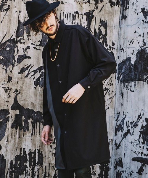 NO ID.（ノーアイディ）の「ms4725-アシンメトリーＺＩＰ-ロングＳＨ シャツ（シャツ/ブラウス・メンズ・ブラック/オレンジ/ブルーグレー/カーキ・ONE SIZE）」の6枚目の写真