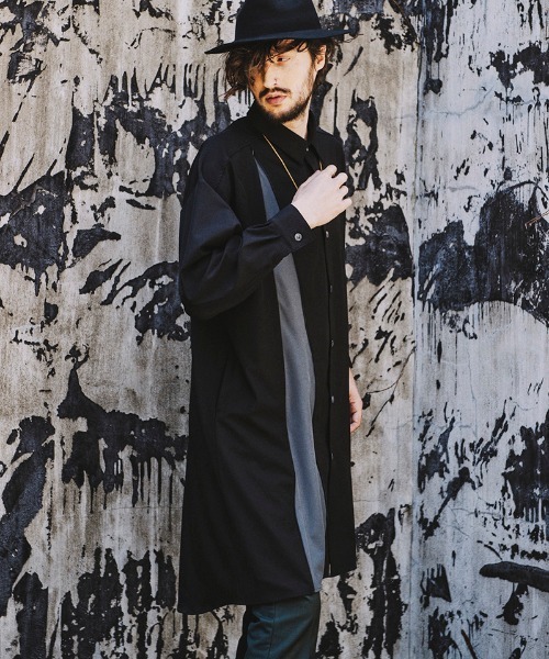NO ID.（ノーアイディ）の「ms4725-アシンメトリーＺＩＰ-ロングＳＨ シャツ（シャツ/ブラウス・メンズ・ブラック/オレンジ/ブルーグレー/カーキ・ONE SIZE）」の8枚目の写真