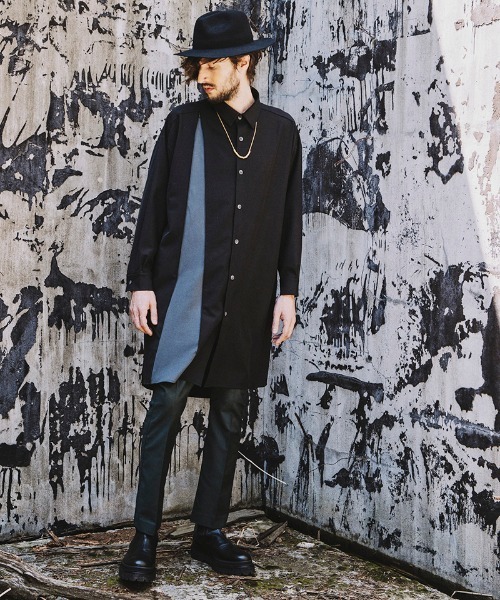 NO ID.（ノーアイディ）の「ms4725-アシンメトリーＺＩＰ-ロングＳＨ シャツ（シャツ/ブラウス・メンズ・ブラック/オレンジ/ブルーグレー/カーキ・ONE SIZE）」の11枚目の写真