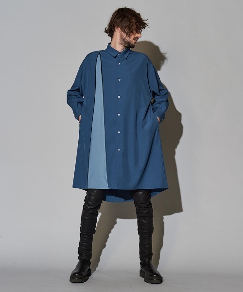 NO ID.（ノーアイディ）の「ms4725-アシンメトリーＺＩＰ-ロングＳＨ シャツ（シャツ/ブラウス・メンズ・ブラック/オレンジ/ブルーグレー/カーキ・ONE SIZE）」の17枚目の写真