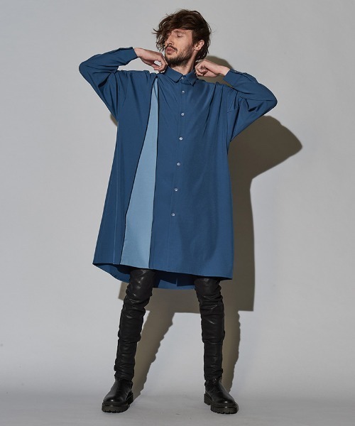 NO ID.（ノーアイディ）の「ms4725-アシンメトリーＺＩＰ-ロングＳＨ シャツ（シャツ/ブラウス・メンズ・ブラック/オレンジ/ブルーグレー/カーキ・ONE SIZE）」の18枚目の写真