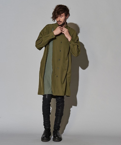 NO ID.（ノーアイディ）の「ms4725-アシンメトリーＺＩＰ-ロングＳＨ シャツ（シャツ/ブラウス・メンズ・ブラック/オレンジ/ブルーグレー/カーキ・ONE SIZE）」の20枚目の写真
