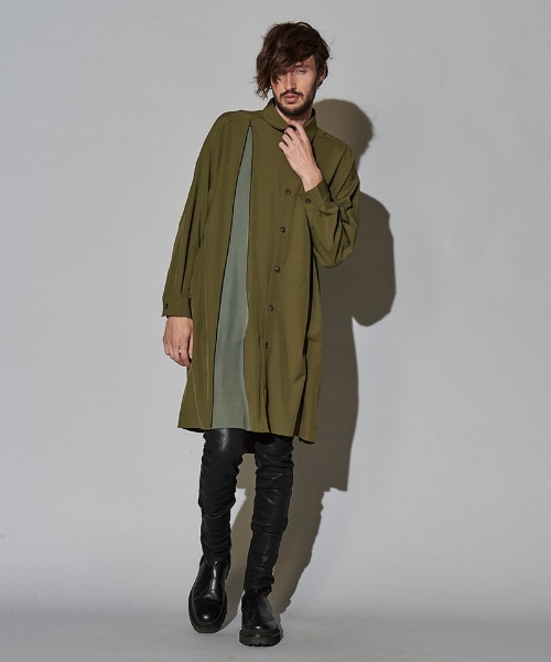 NO ID.（ノーアイディ）の「ms4725-アシンメトリーＺＩＰ-ロングＳＨ シャツ（シャツ/ブラウス・メンズ・ブラック/オレンジ/ブルーグレー/カーキ・ONE SIZE）」の21枚目の写真