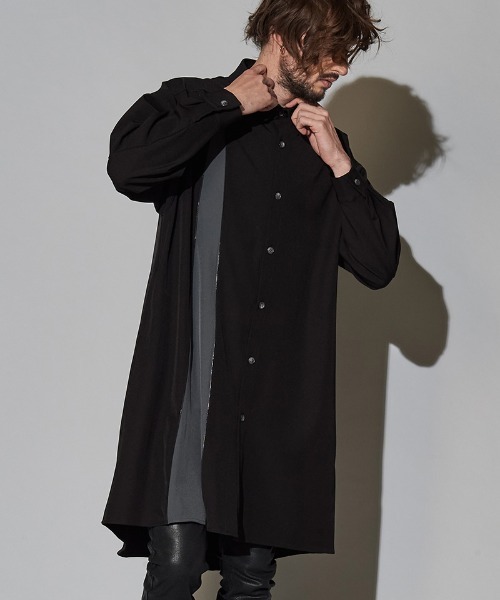 NO ID.（ノーアイディ）の「ms4725-アシンメトリーＺＩＰ-ロングＳＨ シャツ（シャツ/ブラウス・メンズ・ブラック/オレンジ/ブルーグレー/カーキ・ONE SIZE）」の22枚目の写真