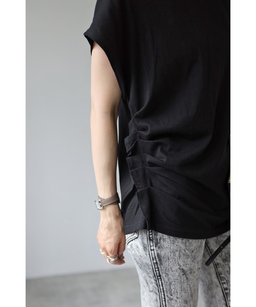 STIGMATA 変形 ガーゼ ボンデージ カットソー サイドギャザーTシャツ（Tシャツ/カットソー）｜Bonjour Sagan