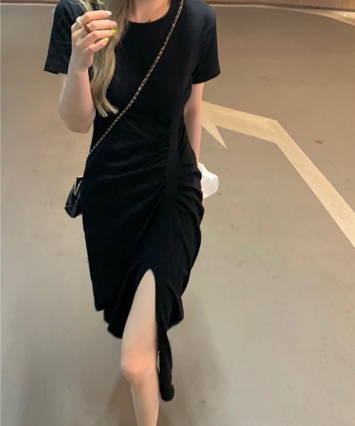 Opinion korean town（オピニオン コリアン タウン）の「Ｔシャツマキシワンピース（ワンピース・レディース・ブラック/チャコールグレー・FREE）」の12枚目の写真