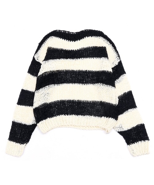 Figments（フィグメンツ）の「ザックリボーダーニット（ニット/セーター・レディース・ブラック・FREE）」の6枚目の写真