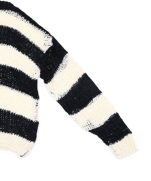 Figments（フィグメンツ）の「ザックリボーダーニット（ニット/セーター・レディース・ブラック・FREE）」の8枚目の写真