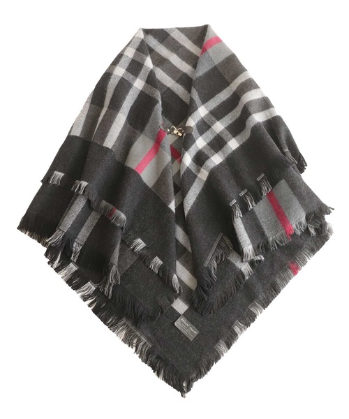 antiqua（アンティカ）の「2wayチェック柄ポンチョ（ストール/ショール・レディース・ブラック/グレー・FREE）」の13枚目の写真