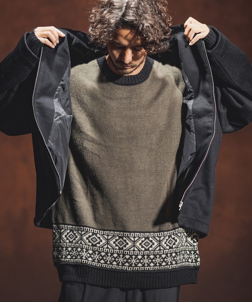 Jih Nunc（ジーヌンク）の「mj8139-エコファーカラーメルトンブルゾン（ブルゾン・メンズ・ブラック/ベージュ・S/M/L）」の18枚目の写真