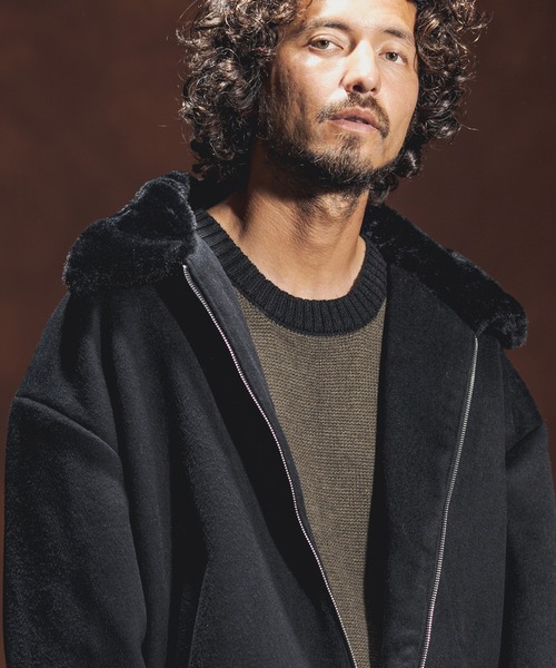 Jih Nunc（ジーヌンク）の「mj8139-エコファーカラーメルトンブルゾン（ブルゾン・メンズ・ブラック/ベージュ・S/M/L）」の19枚目の写真