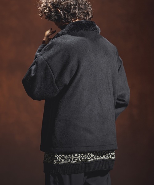 Jih Nunc（ジーヌンク）の「mj8139-エコファーカラーメルトンブルゾン（ブルゾン・メンズ・ブラック/ベージュ・S/M/L）」の20枚目の写真