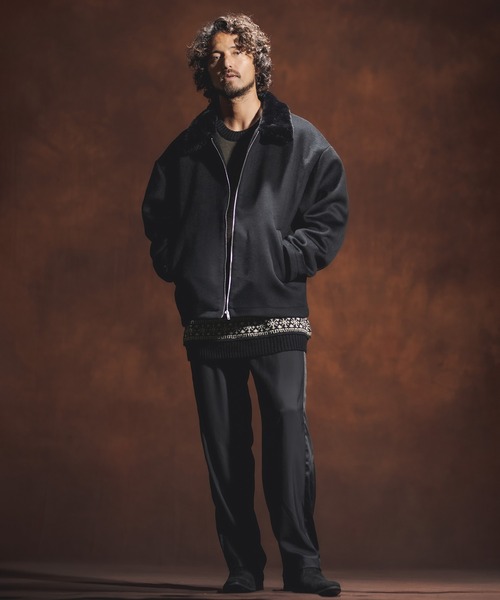 Jih Nunc（ジーヌンク）の「mj8139-エコファーカラーメルトンブルゾン（ブルゾン・メンズ・ブラック/ベージュ・S/M/L）」の21枚目の写真