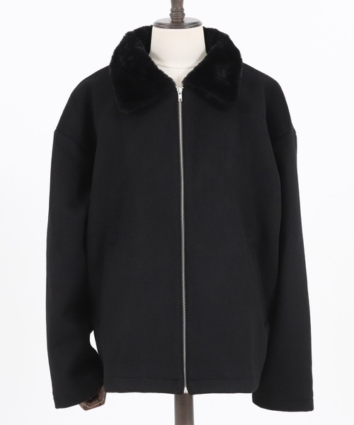 Jih Nunc（ジーヌンク）の「mj8139-エコファーカラーメルトンブルゾン（ブルゾン・メンズ・ブラック/ベージュ・S/M/L）」の9枚目の写真