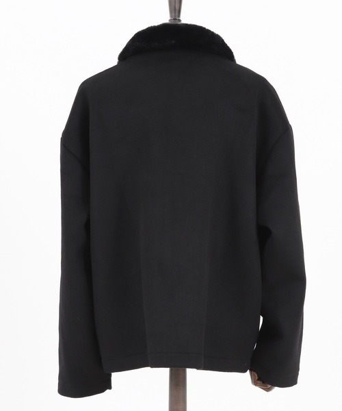 Jih Nunc（ジーヌンク）の「mj8139-エコファーカラーメルトンブルゾン（ブルゾン・メンズ・ブラック/ベージュ・S/M/L）」の10枚目の写真